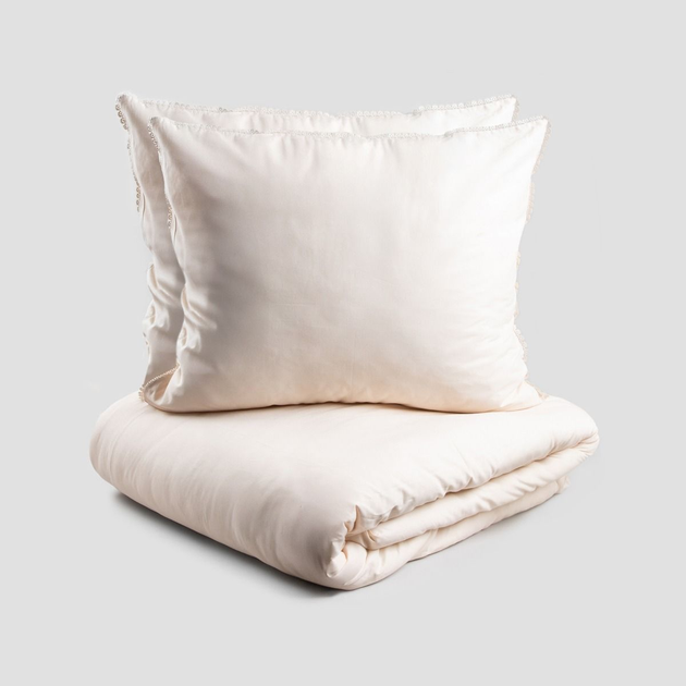 Komplet pościeli Homla Nerinia Półtorej Poszewka na pościel 160 x 200 cm + 2 poszewki na poduszki 70 x 80 cm bawełniany Beżowy (5906496725142) - obraz 2