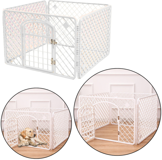 Składany kojec dla psa LEAN Toys z bezpiecznymi drzwiczkami 90 x 60 x 60 cm Biały (5905991033561) - obraz 2