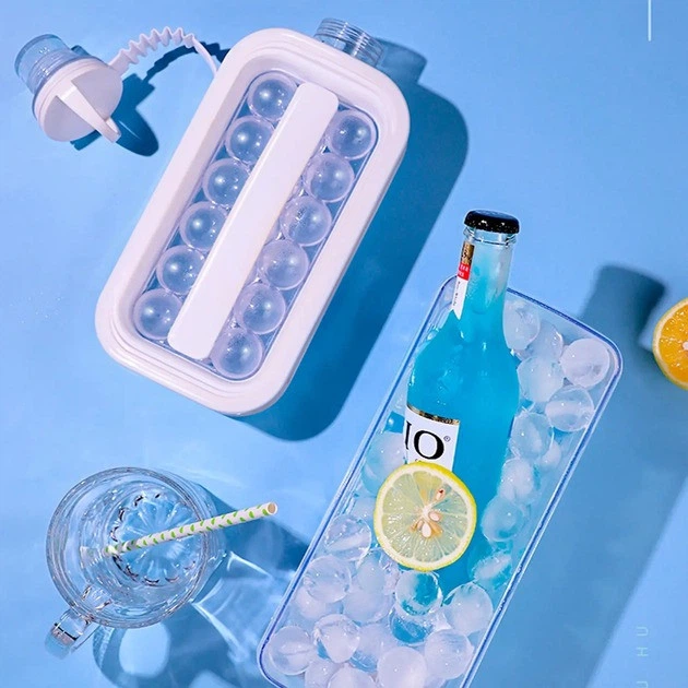 Силіконова форма для льоду ICE CUBE TRAY 2 в 1 на 17 кульок герметична пляшка для охолодження напоїв - зображення 8