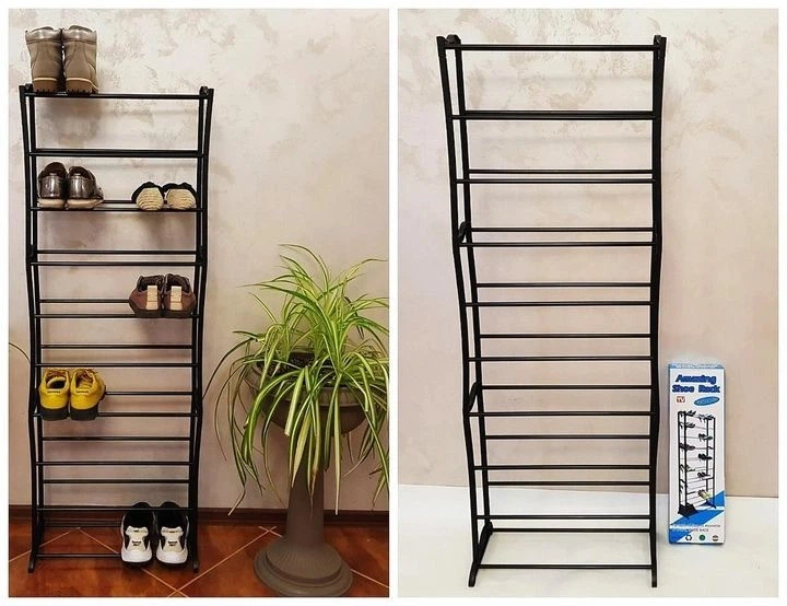Полиця для взуття Amazing Shoe Rack на 30 пар 10 ярусів розбірна металева стійка-органайзер чорна - зображення 2