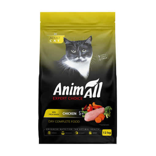 Сухий корм AnimAll для котів, зі свіжою куркою, 12 кг - Фото 1 Сухий корм AnimAll для котів, зі свіжою куркою, 12 кг - зображення 1