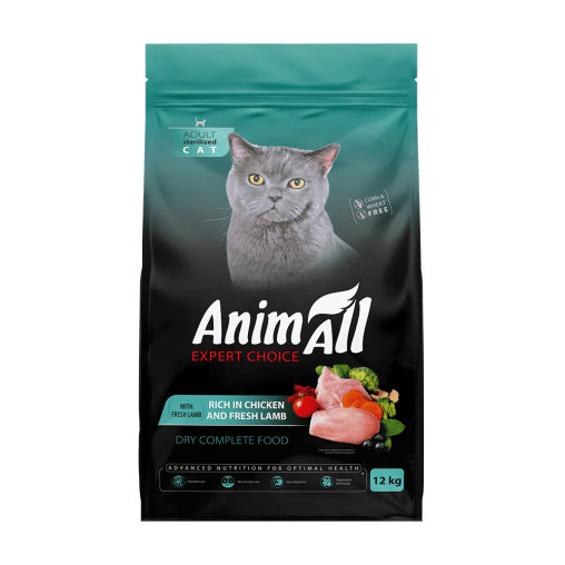 Сухой корм AnimAll для стерилизованных кошек, с курицей и свежей ягнятиной, 12 кг - Фото 1 Сухой корм AnimAll для стерилизованных кошек, с курицей и свежей ягнятиной, 12 кг - изображение 1