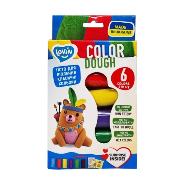 Набір тіста для ліплення "Color" ТМ Lovin 41175, 6 кольорів по 35 г - Фото 1 Набір тіста для ліплення "Color" ТМ Lovin 41175, 6 кольорів по 35 г - изображение 1