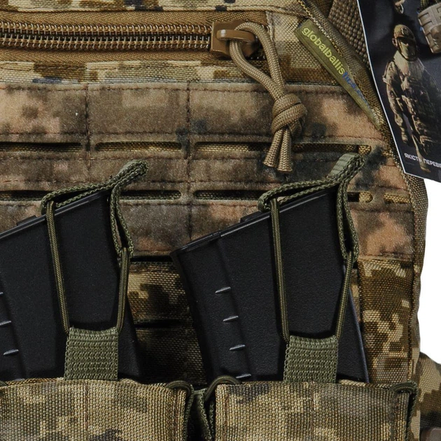 Плитоноска Warmor Gen.5 (Піксель) + 3 універсальні підсумка під магазини АК/AR + штурмовий рюкзак з кріпленням для шолому - зображення 9