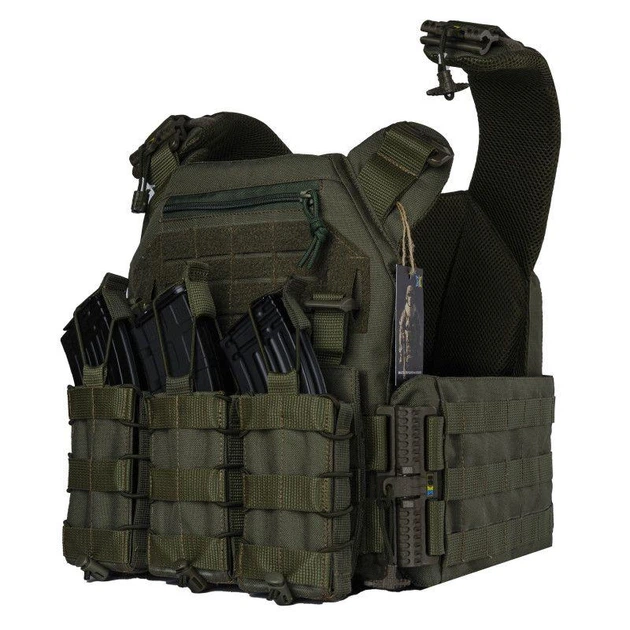 Плитоноска Warmor Gen.3 Pro с быстрым боковым и верхним сбросом Олива Cordura + 3 подсумка под магазины - изображение 5