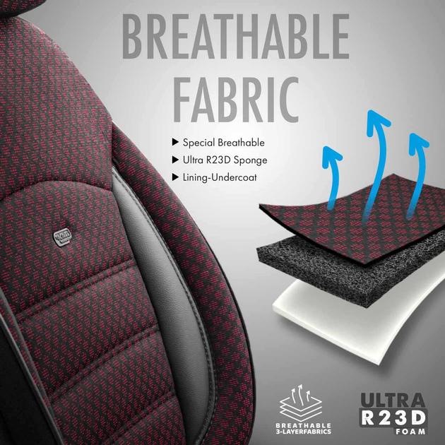 Pokrowce na siedzenie samochodowe Amio OTOM Sport Plus 103 Burgundy (8681892784821) - obraz 8