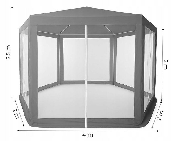 Namiot pawilon ModernHome by Multistore ogrodowy z moskitierą szary 2 x 2 x 2 m PAW-2x2x2-N-GY (5905817005666) - obraz 5