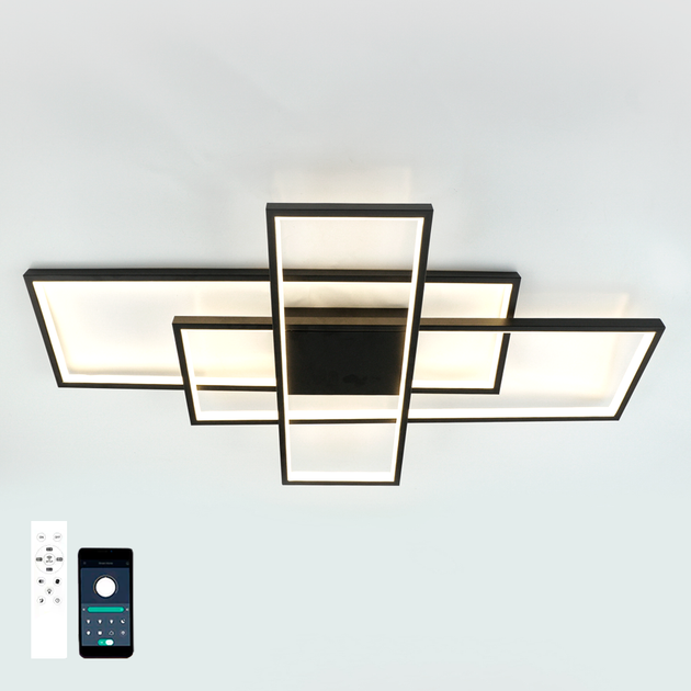 Смарт люстра Esllse SVEN 110W 3S SMART LED черная 5500Лм 900x500x80мм светодиодная с пультом и приложением - Фото 5 Смарт люстра Esllse SVEN 110W 3S SMART LED черная 5500Лм 900x500x80мм светодиодная с пультом и приложением - изображение 5