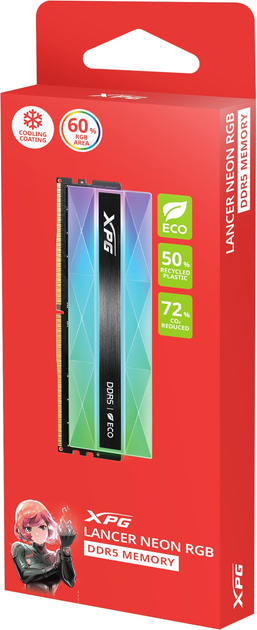 Оперативна пам'ять ADATA DDR5-6000 16384MB PC5-48000 XPG Lancer Neon RGB Silver (AX5U6000C3016G-CLANRSG) - зображення 4