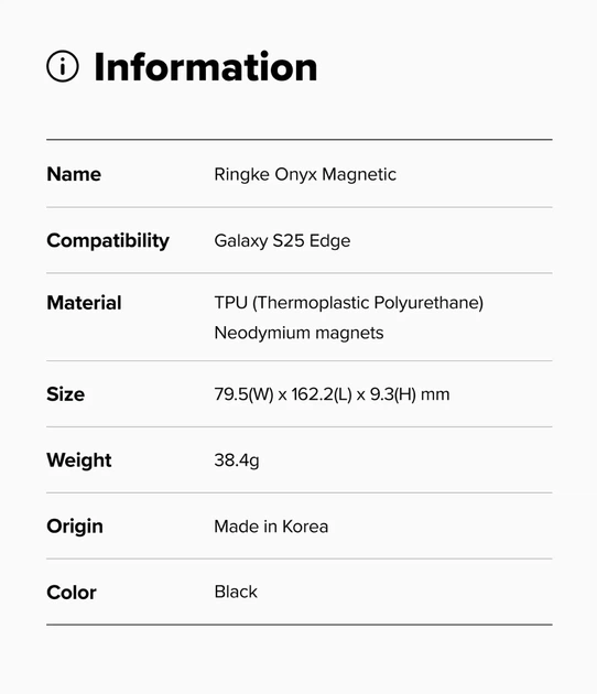Чехол Ringke Onyx Magnetic для Samsung Galaxy S25 Edge Black (OMG1068E55) - Фото 9 Чехол Ringke Onyx Magnetic для Samsung Galaxy S25 Edge Black (OMG1068E55) - изображение 9