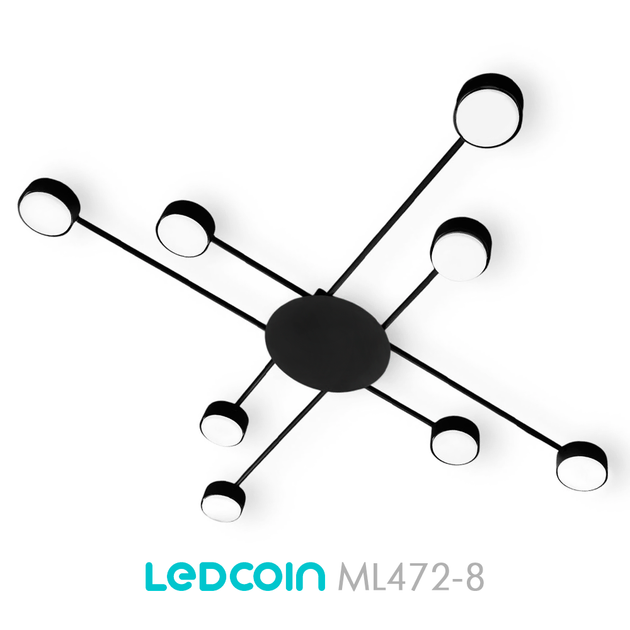 Люстра ML472-8 черная Ledcoin на 8 ламп GX53 (потолочный светильник под сменные LED лампы) Ø1000х55 мм - изображение 3