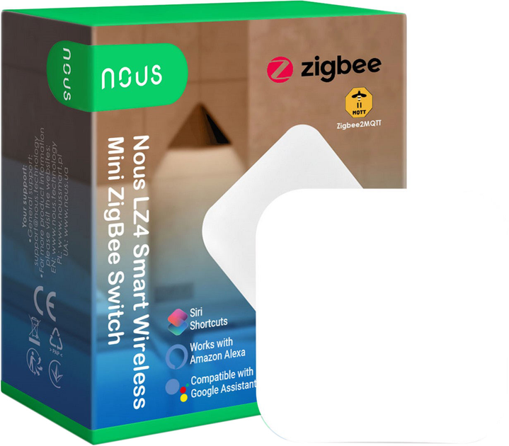 Inteligentny bezprzewodowy mini przełącznik ZigBee Nous LZ4 White (5907772033548) - obraz 2