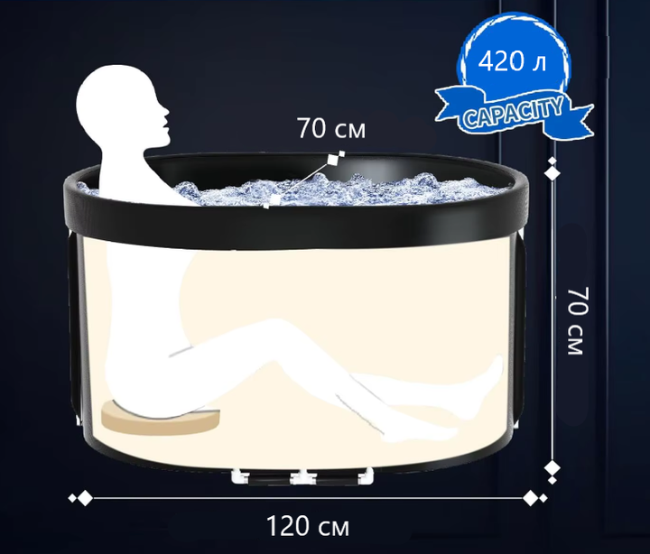 Овальная ледяная ванна Ice Bath Spa с крышкой 120x70x70 см - Фото 8 Овальная ледяная ванна Ice Bath Spa с крышкой 120x70x70 см - изображение 8