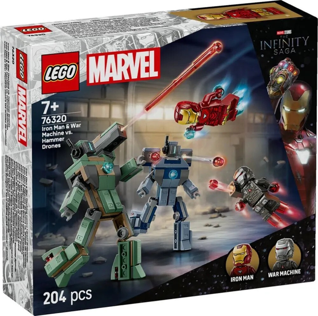 Конструктор LEGO Super Heroes Залізна людина та Військова машина проти дронів Хаммера 204 деталі 76320 (5702017817927) - зображення 1