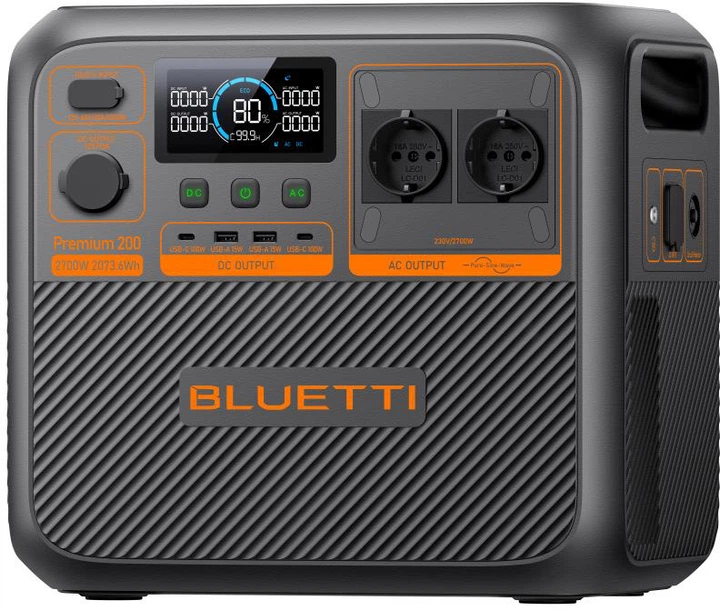 Stacja ładująca Bluetti Premium 200 V2 / 2700 W / 2073.6 Wh / LiFePO4 (P-PR200V2-EU-GY-BL-010) - obraz 5