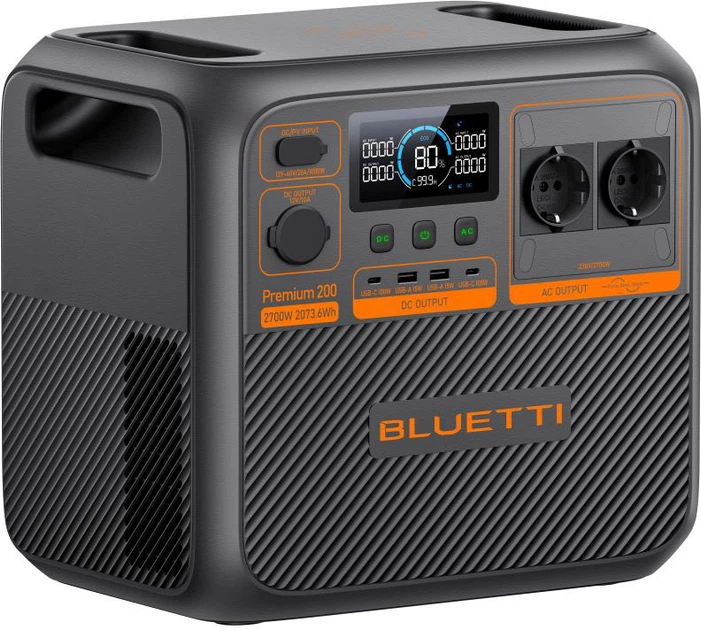 Stacja ładująca Bluetti Premium 200 V2 / 2700 W / 2073.6 Wh / LiFePO4 (P-PR200V2-EU-GY-BL-010) - obraz 6
