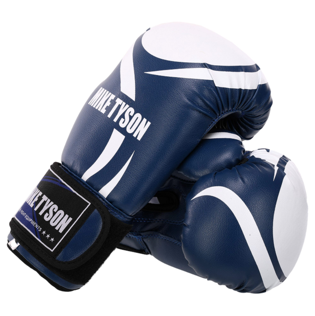 Перчатки боксерские на липучке Mike Tyson SP-Sport 4544 размер 14 унций Blue-White - изображение 2