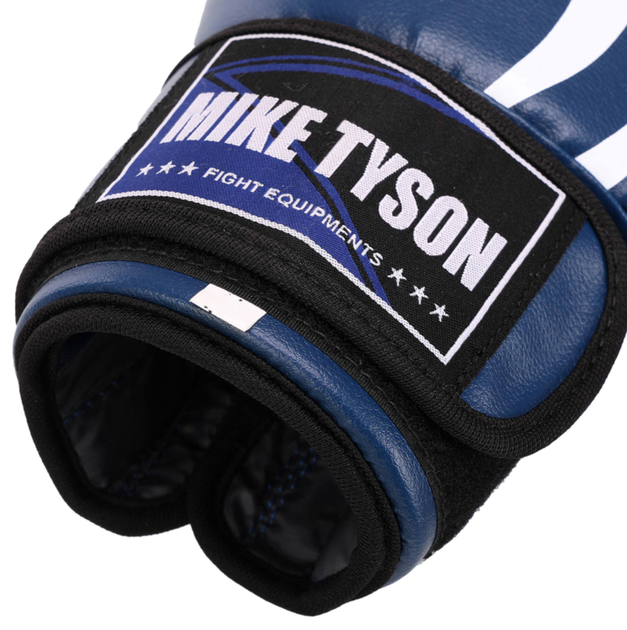 Перчатки боксерские на липучке Mike Tyson SP-Sport 4544 размер 14 унций Blue-White - изображение 4