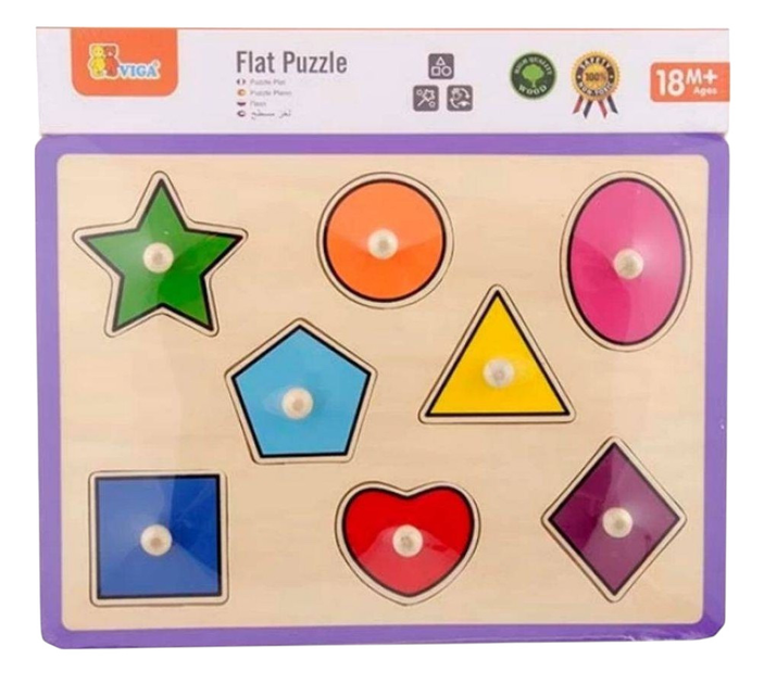 Zestaw drewnianych puzzli Viga na podkładce z uchwytami Kształty 50015 (6934510500153) - obraz 5