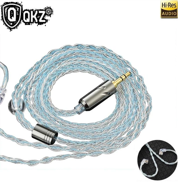 Кабель QKZ T1 8 Core Silver-Blue для навушників 3,5мм c-pin - зображення 2
