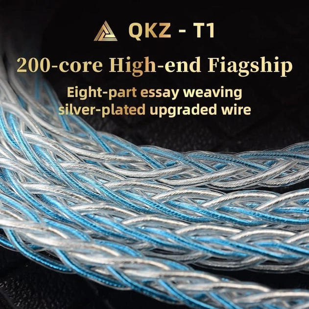 Кабель QKZ T1 8 Core Silver-Blue для навушників 3,5мм c-pin - зображення 3