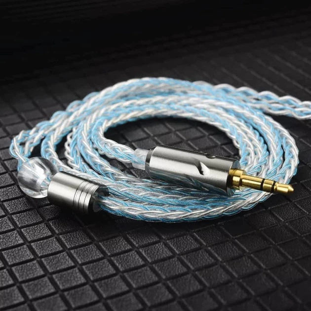 Кабель QKZ T1 8 Core Silver-Blue для навушників 3,5мм c-pin - зображення 7