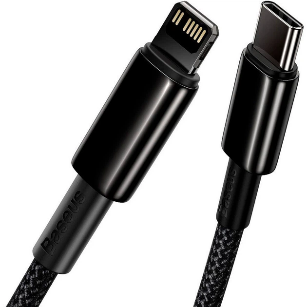 Кабель Baseus Tungsten Gold Fast Charging Data Cable Type-C to iP PD 20W 1m Black (CATLWJ-01) - Фото 4 Кабель Baseus Tungsten Gold Fast Charging Data Cable Type-C to iP PD 20W 1m Black (CATLWJ-01) - зображення 4