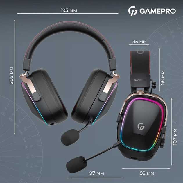 Навушники GamePro Asgard Valkyria RGB Wireless Tri-Mod (HSW249B) - зображення 15