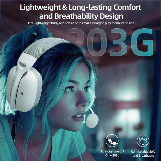 Беспроводные наушники Attack Shark L80 PRO WHITE (BT/2.4G ) - Фото 7 Беспроводные наушники Attack Shark L80 PRO WHITE (BT/2.4G ) - изображение 7