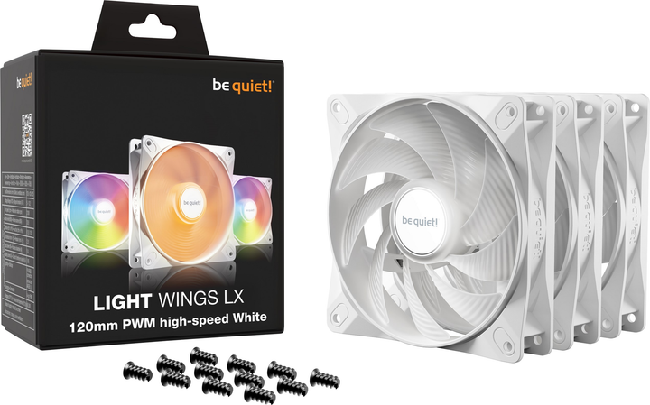 Zestaw wentylatorów be quiet! Light Wings LX 120mm PWM High-Speed ​​PWM White Triple Pack (BL125) - obraz 3