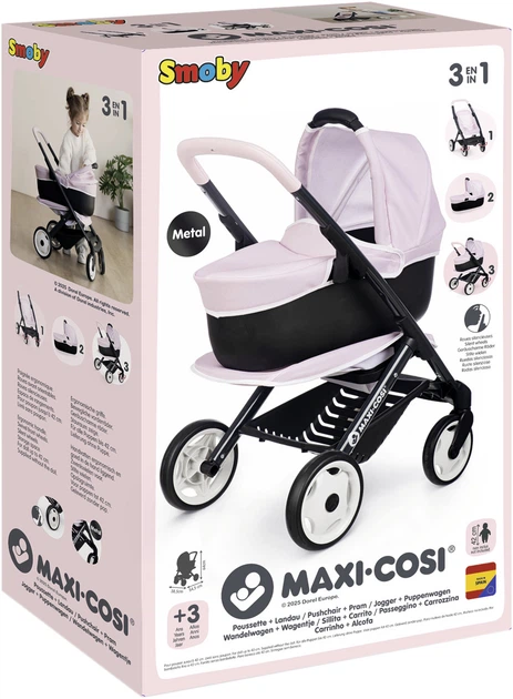 Коляска для ляльки Smoby Toys Maxi-Cosi 3 в 1 зі знімною люлькою Рожева перлина 54.5х38.5х64 см (7600253121) - зображення 12
