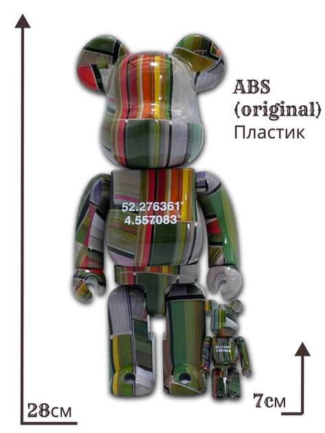 Статуэтка Bearbrick x BENJAMIN GRANT (OVERVIEW) x LISSE 400% + 100% 28 см + 7 см Medicom Toy Нидерланды - изображение 3