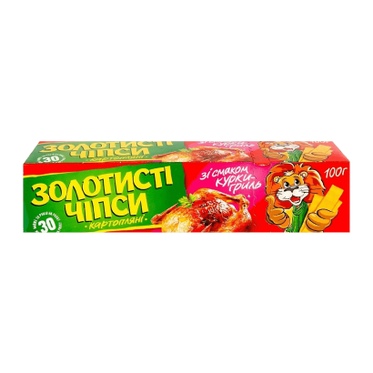 Чипси Золотисті зі Смаком Курки-Гриль 100g - Фото 1 Чипси Золотисті зі Смаком Курки-Гриль 100g - зображення 1