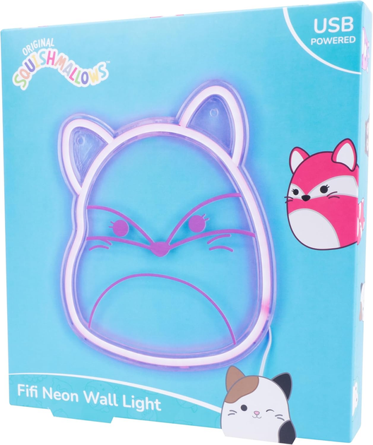 Lampka na ścianę Squishmallows Fifi Neon Wall Light Pink (5060960748324) - obraz 3