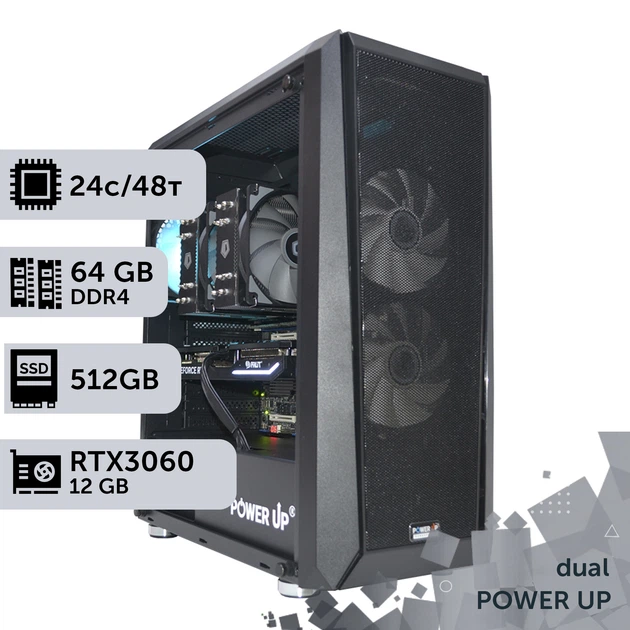 Двухпроцессорная рабочая станция PowerUp #199 Xeon E5 2690 v3 x2 / 64 GB / HDD 1 TB / SSD 512GB / GeForce RTX 3060 12GB специализированная многопроцессорная вычислительная для разработки - Фото 1 Двухпроцессорная рабочая станция PowerUp #199 Xeon E5 2690 v3 x2 / 64 GB / HDD 1 TB / SSD 512GB / GeForce RTX 3060 12GB специализированная многопроцессорная вычислительная для разработки - изображение 1
