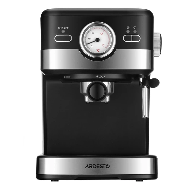 ARDESTO Кофеварка рожковая Steel Collection 1.5л, молотый, ручной капучинатор, черно-серебристый - изображение 9