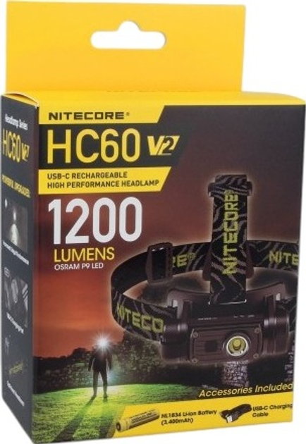 Latarka czołowa Nitecore HC60 V2 1200 lm (6952506406845) - obraz 6