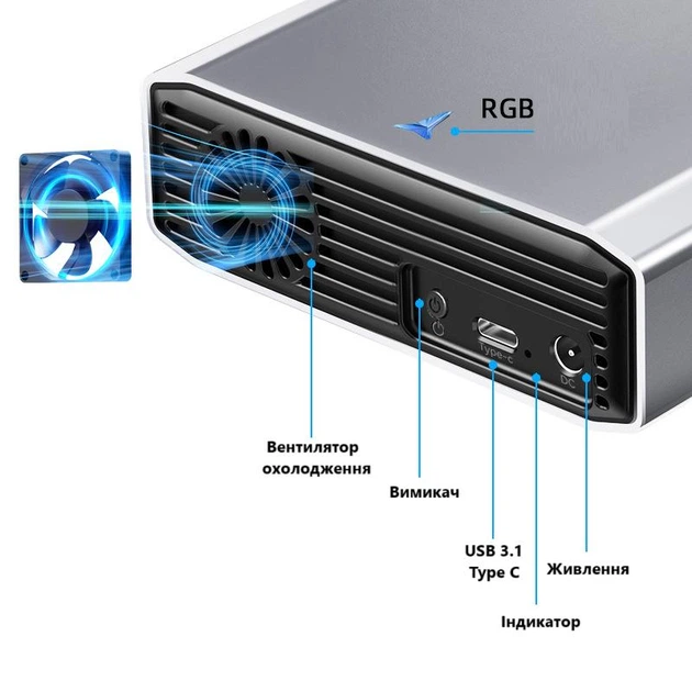 Внешний карман Deepfox H100 USB 3.1 для HDD 3.5
