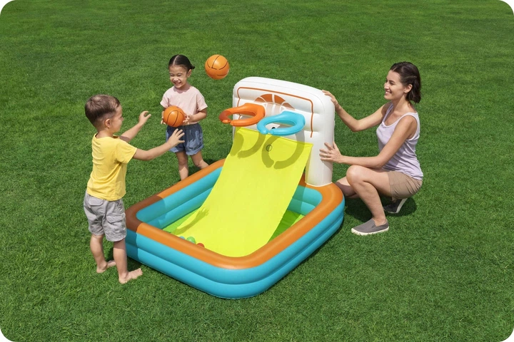 Надувний ігровий центр з м'ячиками Bestway Kick 'N Swish 52728 120 x 107 x 84 см (6941607368299) - зображення 7