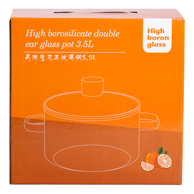 Стеклянная кастрюля 3.5 литра с крышкой Прозрачный Yiwu HP-34-21 - Фото 5 Стеклянная кастрюля 3.5 литра с крышкой Прозрачный Yiwu HP-34-21 - изображение 5
