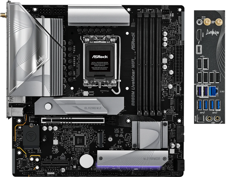 Материнська плата ASRock B860M LiveMixer Wi-Fi (s1851, Intel B860, PCI-Ex16) (90-MXBRT-A0UAYZ) - зображення 1