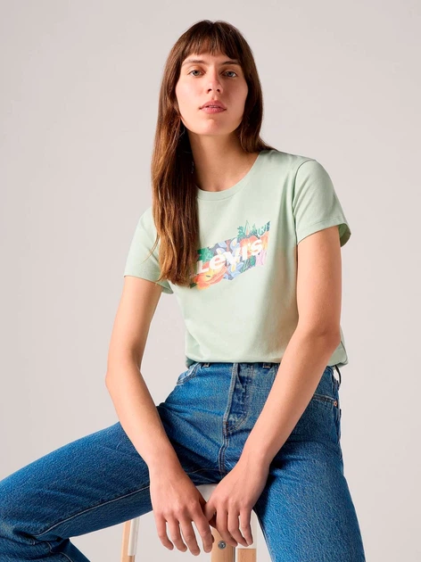 Футболка хлопковая женская Levi`s The Perfect Tee 17369-2935 M Зеленая (5401157965832) - изображение 3