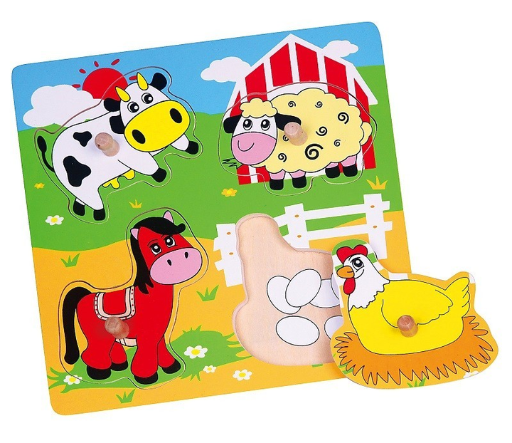 Drewniane puzzle niespodzianka Viga na podkładce z uchwytami Farma 59562 (6934510595623) - obraz 1
