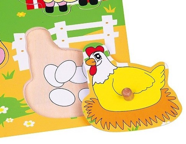 Drewniane puzzle niespodzianka Viga na podkładce z uchwytami Farma 59562 (6934510595623) - obraz 2