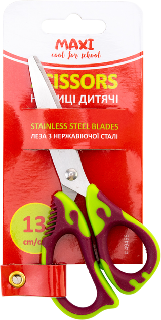 Упаковка ножниц детских Maxi 13 см Салатово-бордовые x 24 шт (MX49456_24) - изображение 2