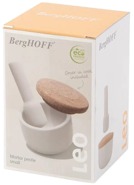 Ступка керамічна з товкачиком BergHOFF Leo з кришкою 10х9 см Біла (5413821059884) - зображення 5