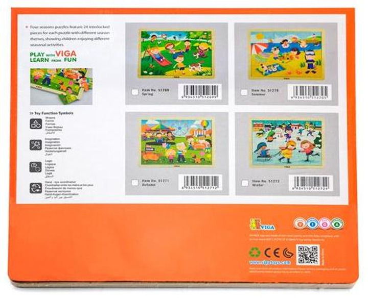 Zestaw drewnianych puzzli Viga na podkładce Cztery pory roku - Wiosna 51269 (6934510512699) - obraz 4