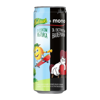 Напиток Живчик х Monobank Яблоко Валериана 330ml - Фото 1 Напиток Живчик х Monobank Яблоко Валериана 330ml - изображение 1