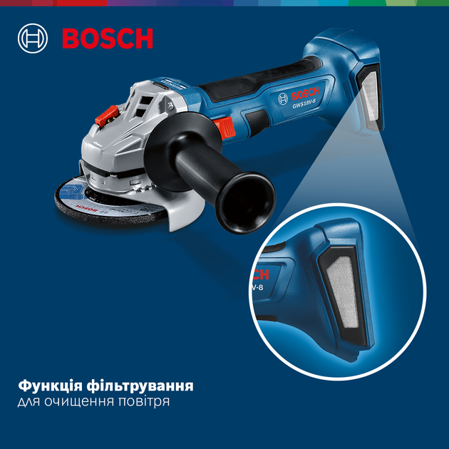 Акумуляторна бещіткова кутова шліфмашина Bosch GWS 18V-8 solo (06019N9000) - зображення 3
