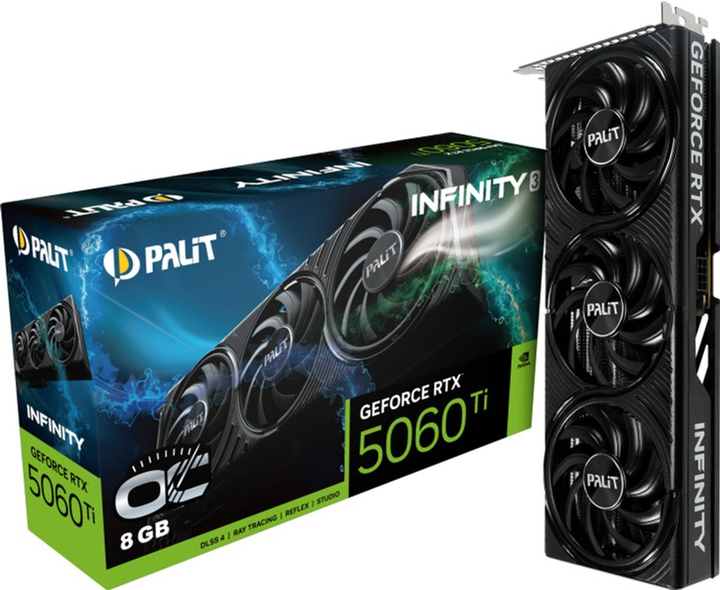 Відеокарта Palit PCI-Ex GeForce RTX 5060 Ti Infinity 3 OC 8GB GDDR7 (128bit) (2662/28000) (HDMI, 3 x DisplayPort) (NE7506TS19P1-GB2062S) - зображення 11